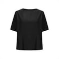 thumbnail image 3 of Round Neck Tops for Women Dressy Short Sleeve Elegant Summer Peplum Pleated Flowy Casual Blouse Shirt Trendy 2025, 3 of 6
