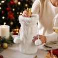 thumbnail image 3 of Christmas White Plush Wine Bottle Cover, Soft Fuzzy Outerwear Decor Adding Party Table Atmosphere for Dinner Restaurant, 3 of 4