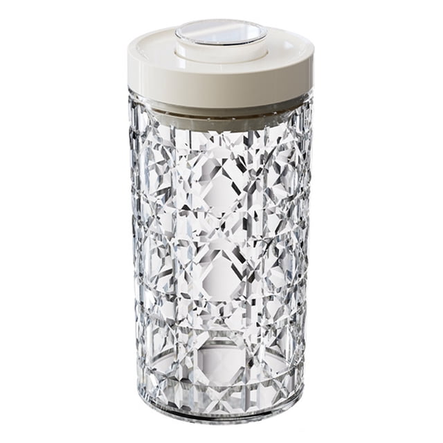 Tarro hermético vintage de plástico transparente con tapa abatible, apilable, con apertura de un botón, organizador de cocina para cereales, harina de arroz, pasta y aperitivos.