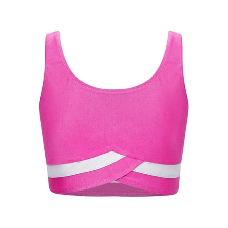 Runhomal Kids Girls Sports Training Bra Workout Yoga Vest Sleeveless Tank Tops Sportswear Dance Hot Pink 10