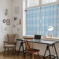 thumbnail image 5 of Blue Boho Tier Curtains 54 Inch Length, Vintage Ethnic Tribe Abstract Geometric Cafe Short Curtains for Bathroom Over Sink, Small Kitchen Curtain Light Filtering Tiered Drapes 2 Panels 27.5"Wx54"L, 5 of 8