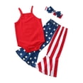 thumbnail image 4 of Quealent Baby 4th of July Outfit Baby Girl Little Girl Short Sleeve Romper Tops Independence Day Set Shorts Pants Summer Outfits White,3-4 Years, 4 of 5