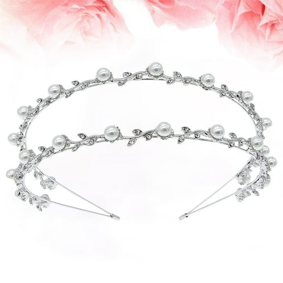 MLINS Silver Alloy Women Headband Crystal and Pearl Wedding Hair Jewelry for Brides and Special Occasions