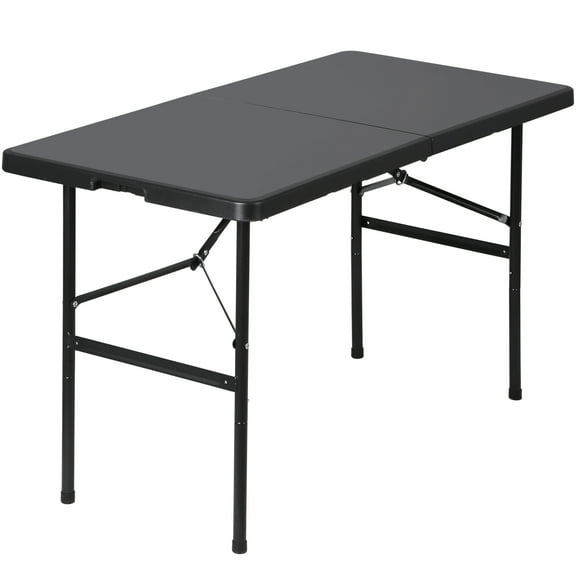 ZOPan 4ft Plastic Folding Table Heavy duty Table Outdoor Indoor Camping Party Black, Assembly Required