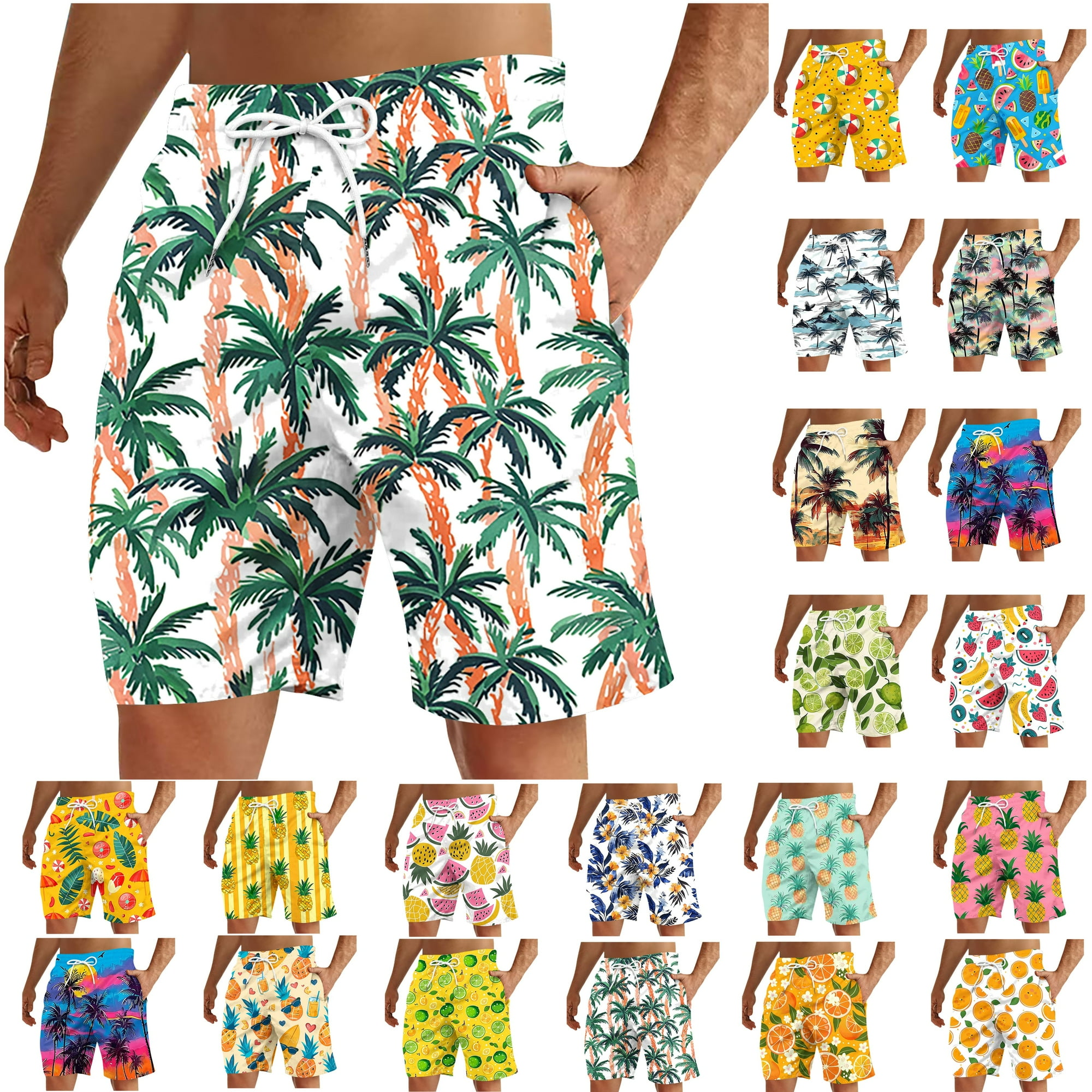 UVEASISHA Summer Swim Trunks for Men Funny Graphic Printed Beach