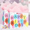 thumbnail image 2 of Dolizu 5 Pack Happy Birthday Gift Bags with 15 Tissue Papers & 5 Cards, Portable Handled Present Bags, 13"×10.2"×4.7", Colorful Balloon Design, 2 of 8
