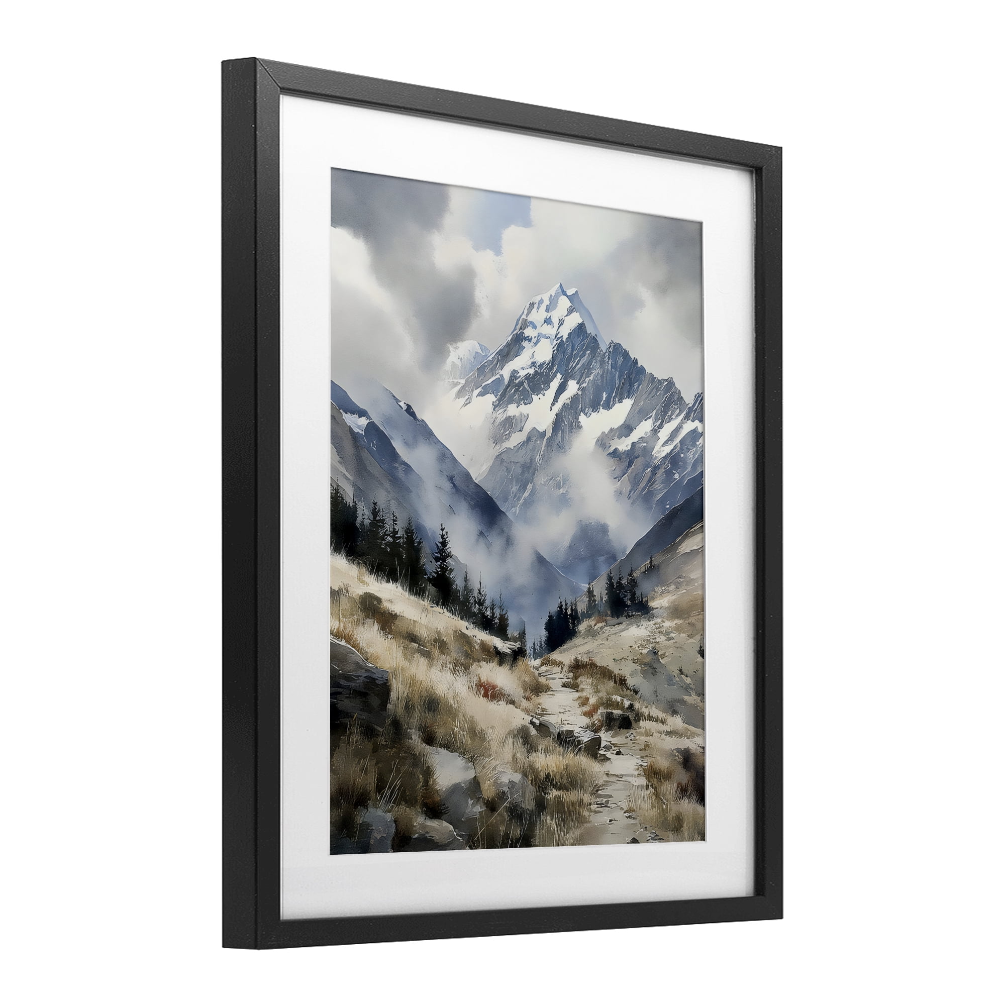 Stupell Industries Snow Caps Mountain Peaks Black Framed Print Under Glass, design by Franklyn Gregory