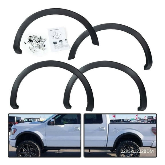 WaiRitoday Fit For 2009-14 Ford F150 Replacement Fender Flares Wheel Protector Matte Black
