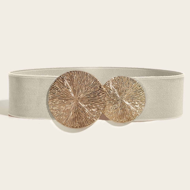 Cinturones de aleación para mujer, de moda, informales, de color sólido, con hebilla de metal y alta elasticidad.