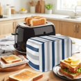 thumbnail image 3 of Navy Blue Grey Stripe Toaster Cover 2 Slice, Modern Farmhouse Vertical Striped Dustproof Bakeware Oven Protector with Top Hook, Waterproof Small Kitchen Appliance Toasters Dust Cover, 12"x7.5"x8", 3 of 9