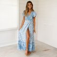thumbnail image 2 of Vintage Clothing Women's Floral Maxi Dresses Boho Button Up Split Summer Casual Long Dress Beach Party Dress, Sizes S-2XL, 2 of 5
