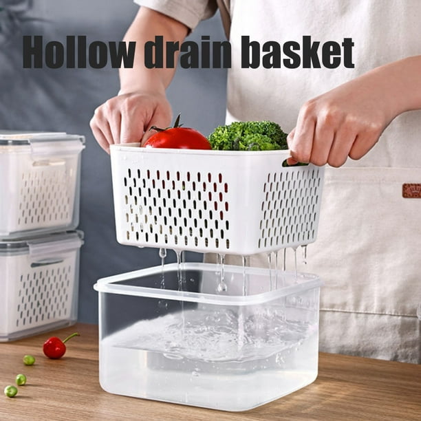 Caja De Almacenamiento Del Refrigerador Recipiente Hermético De Alimentos De 2.4L Con Tapa Plastico Transparente Gran Capacidad Para La Preparacion De Comidas Sobras De Frutas Y Verduras Verde