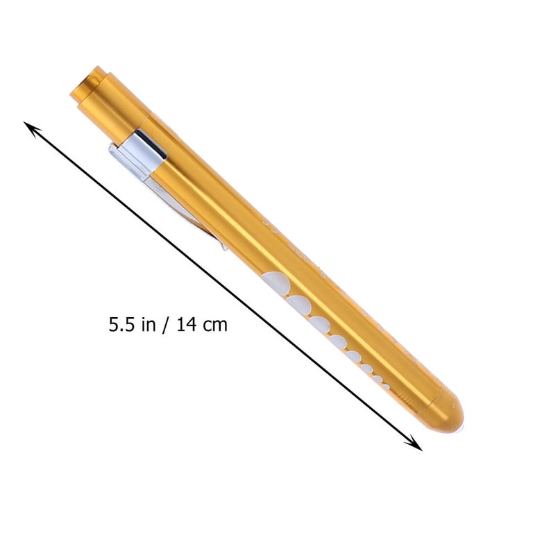 2pcs Nurse Penlight with Pupil Gauge Medical Pen Light without Battery for  Nurses Doctors (Yellow and Silver) 