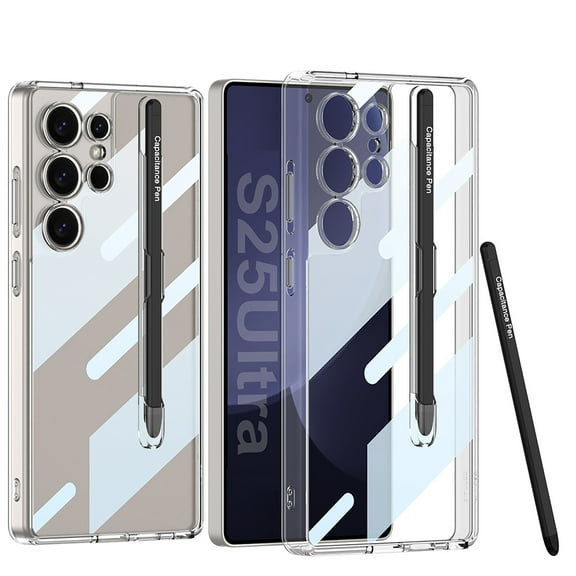 Transparent Case for Samsung Galaxy S25 Ultra Case with S Pen Holder & Pen Stylus, Non-Yellowing Clear Rugged Case for Samsung Galaxy S25 Ultra Protective Phone Cover, Clear