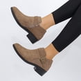 thumbnail image 6 of WRKEKC Womens Shoes Thick Sole Deep Cut Solid Color Round Toe Chunky Heel Slip On Mid Heel Ankle Boots Casual, 6 of 9