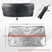 Universal Sun Shade Windshield Foldable Car Front Window Cover, Umbrella Visor Compact Size 45"