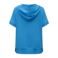 thumbnail image 6 of NinXxx Women's Loose Short Sleeve Zipper Pocket Hoodie Top Blue M, 6 of 6