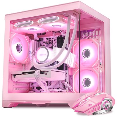 Hoengager Gaming PC -AMD Ryzen 5 5600X 3.7 GHz,Radeon RX 9060 XT 16GB, 32GB DDR4 RAM,1TB PCIe SSD,Liquied Cooler, Software-controlled ARGB, Windows 11