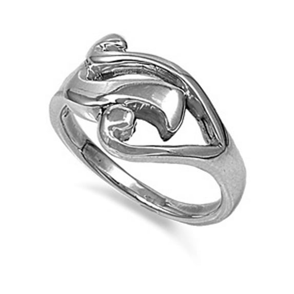High Polished Wave Filigree Cutout Ring .925 Sterling Silver Band Jewelry Female Male Unisex Size 6