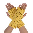 thumbnail image 1 of Guantes sin dedos para mujer INSPIRE CHIC con estampado de luna y estrella, mitones cortos amarillos 6.3" x 3.1", 1 of 6