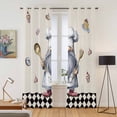 thumbnail image 2 of Kitchen Curtains 84 Inch Length 2 Panels, Black White Vintage Gnomes Grommets Window Treatment Curtain, Checkered Retro Art Rustic Thermal Curtains Drapes for Living Room/Bathroom, 2 of 9