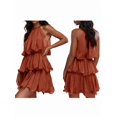 thumbnail image 3 of Womens Sleeveless Chiffon Dress with Ruffle Hem Elegant Evening Gown Party Maxi Dress Orange-Red S, 3 of 7