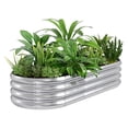 thumbnail image 1 of NEX Outdoor Galvanized Raised Planter Box Oval Large Metal Raised Bed Vegetable Flower Fruit Horse Trough, 1 of 4