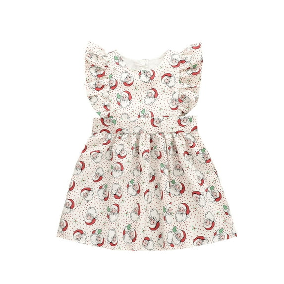 Seyurigaoka Christmas Sister Baby Girls Matching Outfit, Santa Dots Dress/Romper with Snaps