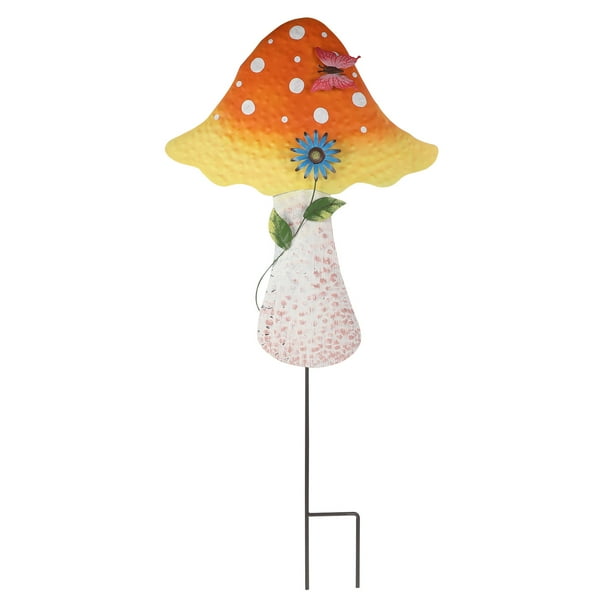 Estaca de hongo para jardín, adorno de hongo de metal para exteriores, para patio, césped
