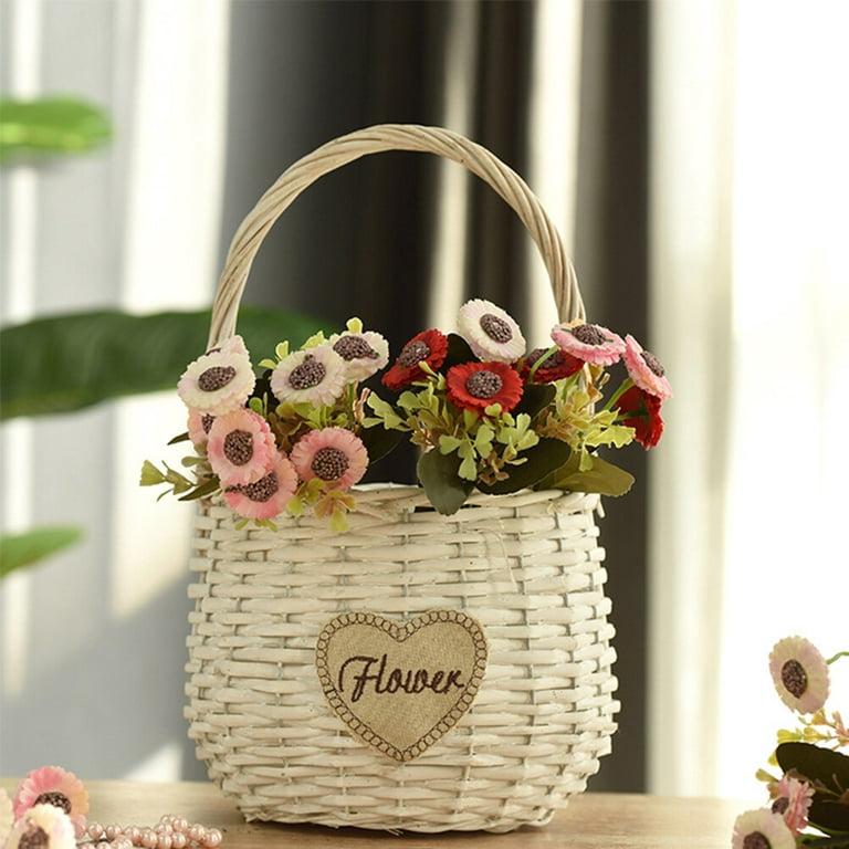 Front door basket - Wicker hanging flower basket -Door decor