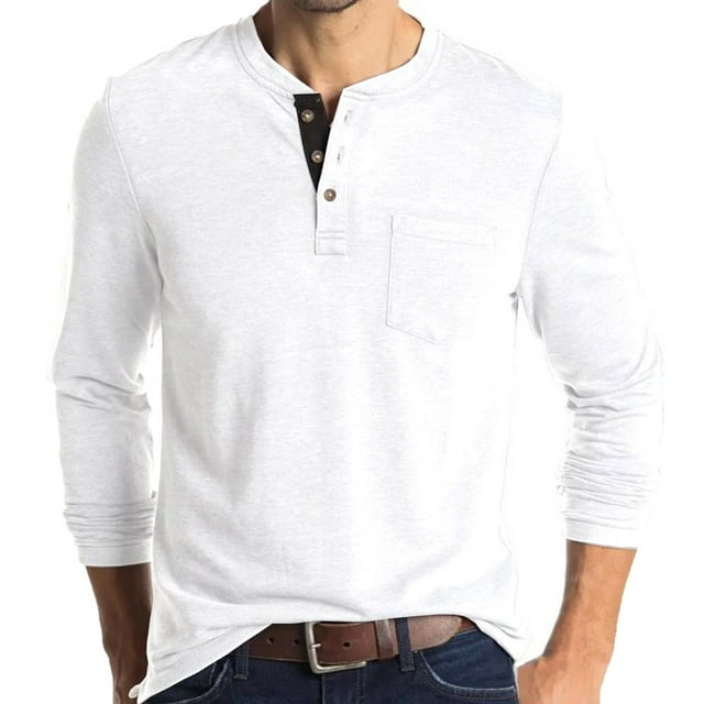Mens T Shirt Men Spring Casual V-Neck Solid Long Sleeve Tee Shirt Top T-Shirts For Men