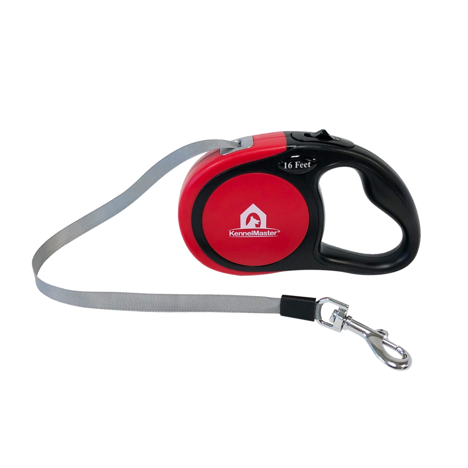 KennelMaster Retractable Dog Leash, Grey, Small, 16 feet