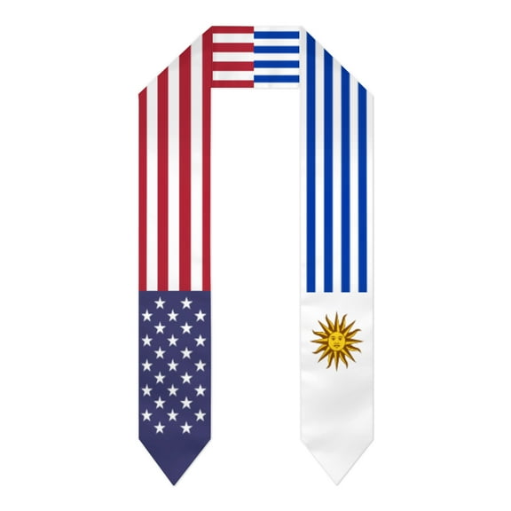Uruguay & USA United States Flag Shawl Sash Stole Graduation Shawls Wraps Scraf For International Study