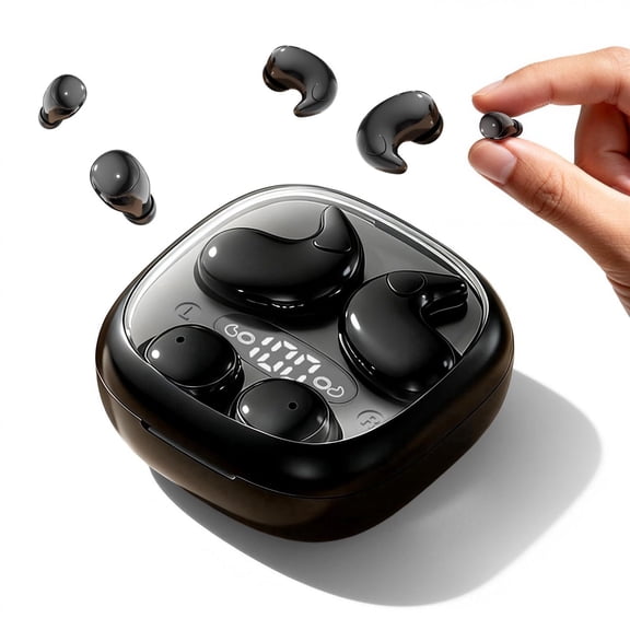 Flat Sleep Mini Invisible Earbuds Wireless Bluetooth, Mini Invisible Discreet Wireless Earbuds for Side Sleepers，Low Profile Smallest Discreet Hidden Earbuds Headphones for Work 2-Pack