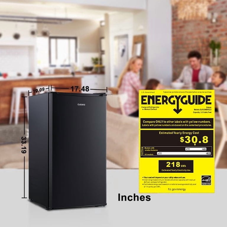 Galanz 3.3 Cu ft Compact Mini Fridge, Black Estar, Ideal for Dorm
