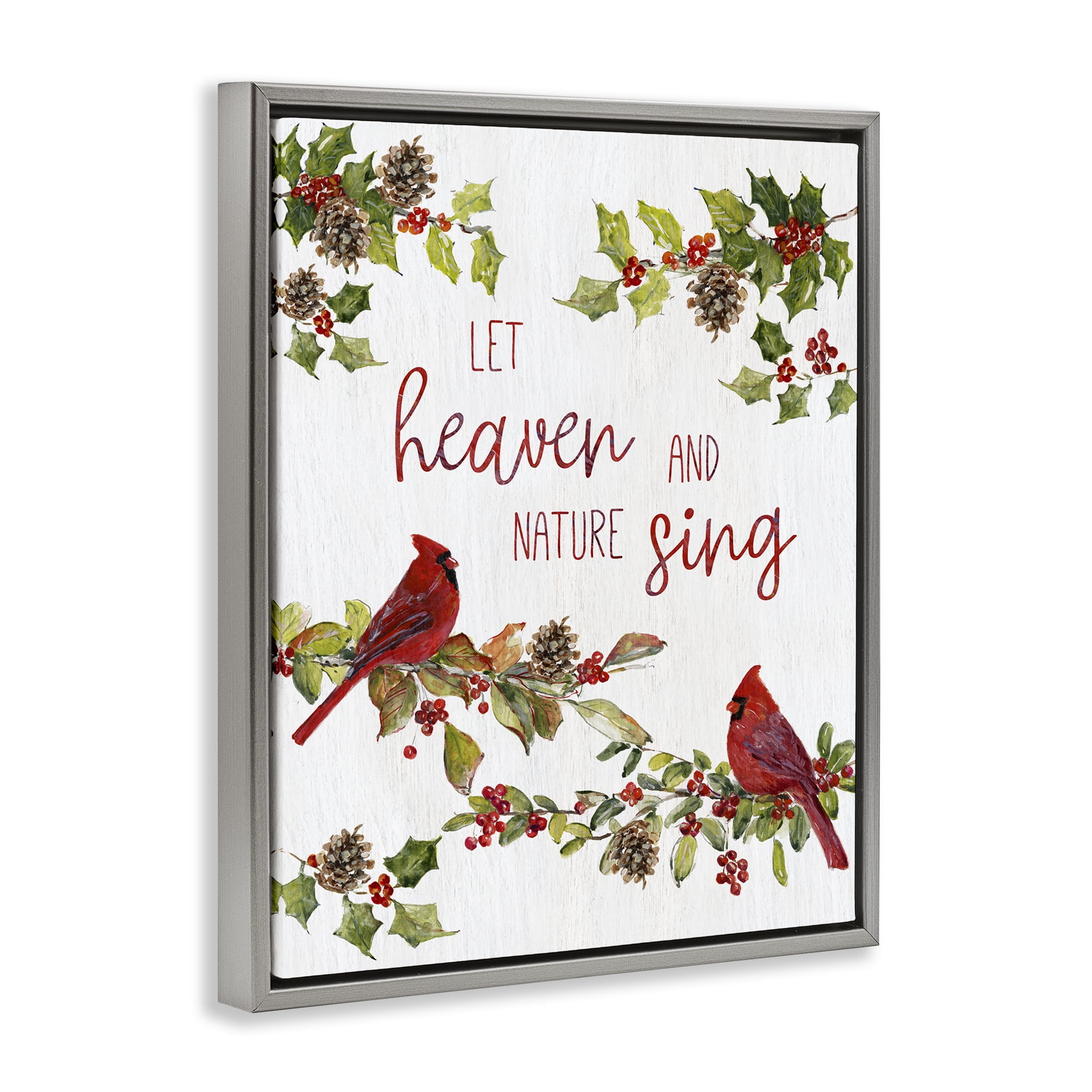 Stupell Industries Heaven & Nature Sing Holiday Painting Gray Floater Framed Canvas Art Prints Wall Art, 25 x 31