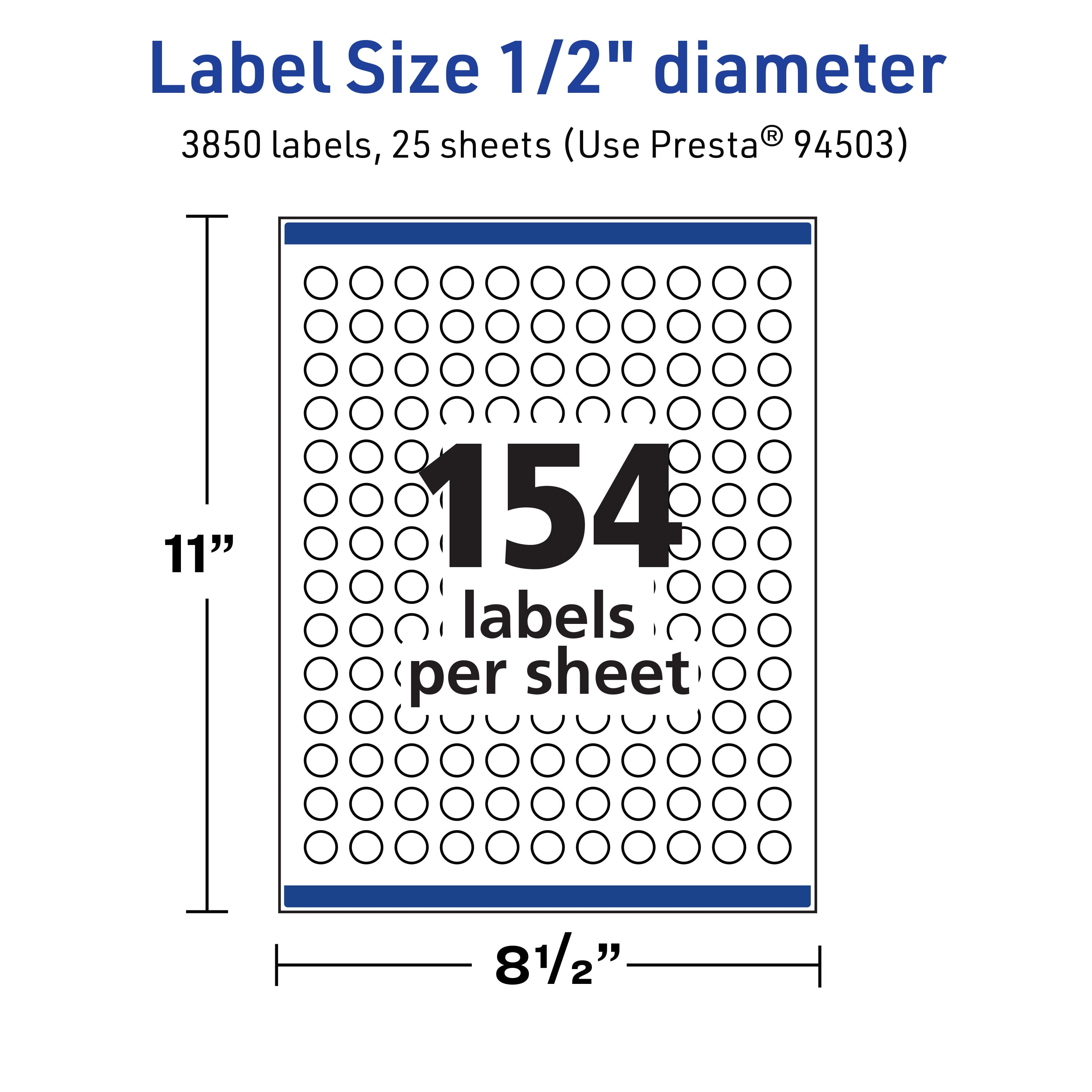 Avery TrueBlock Round Labels, 0.5" Diameter, 3,850ct