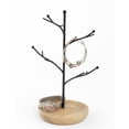 thumbnail image 4 of Mango Steam Jewelry Tree Hanger for Bracelets, Necklaces, Hoop Earrings, & Rings (Black, Tan Wood), 4 of 11