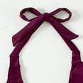 thumbnail image 5 of YueHuiYing Women Solid-Color V Neck One Piece Swimsuit Halter Backless Ruched Tummy Control Bathing Suit, 5 of 5