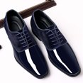 thumbnail image 5 of Tawop Mens Dress Shoes Faux Leather Casual Comfy Fashion Lace Up Oxfords Blue Size:8.5, 5 of 9