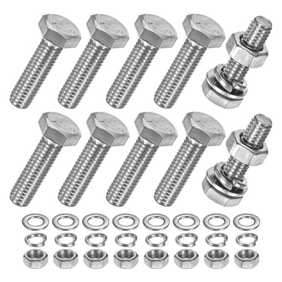 Uxcell 10-Pack Hex Head Screw Bolt with Nuts Flat & Lock Washers M6x22mm