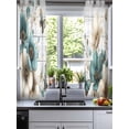 thumbnail image 2 of Teal Tulip Butterfly Sheer Curtains 54 Inch Length 2 Panels Set for Living Room/Bedroom, Beige Turquoise Floral Grey Wooden Kitchen Curtains Grommet Semi-Sheer Curtains Window Treatments 42"x54"x2, 2 of 7