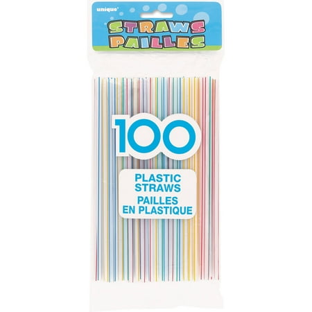 Assorted Striped Plastic Straws, 100ct
