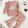 thumbnail image 5 of GYRATEDREAM Baby Girl Fall Winter Clothes Ruffle Sleeve Crewneck Sweatshirts Flare Pants 2pcs Toddler Outfits Set, 5 of 14