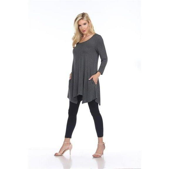 MTR1302-03-L Maternity Kayla Tunic Top, Charcoal - Large