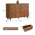 thumbnail image 7 of Weselon 6 Drawer Dresser, Wood Chest of Drawers, Modern Fluted Wide Chest of Drawers, Beside Table for Closet, Storage Cabinet Organizer for Bedroom, Living Room and Entryway,Walnut, 7 of 7