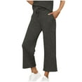 thumbnail image 5 of Wide Leg Pants for Womens High Waisted Drawstring Elastic Waist Trousers Put On Strech Sweatpants Tummy Control Athletic-Fit Sweatpant Bussiness Office Work Pants with Pockets, 5 of 7
