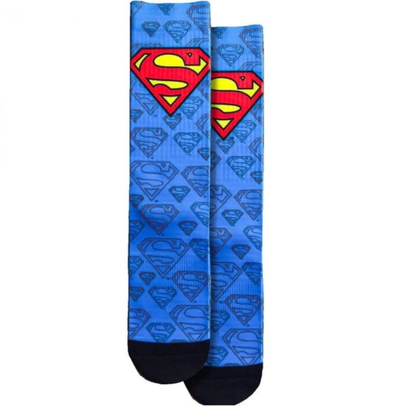 Spoontiques Superman Logo Crew Socks - SHOE SIZE (5-10 Men) (7-12 women)