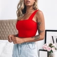 thumbnail image 2 of HBFAGFB Débardeurs Femme Mode Coupe Ajustée Col Carré Sans Manches T-Shirt Polyvalent Gilet Rouge Taille TP, 2 of 6