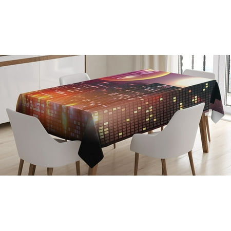 

Modern Tablecloth Big City Theme Urban Skyline Night Lights Full Moon Stars and Skyscrapers Image Rectangular Table Cover for Dining Room Kitchen 52 X 70 Inches Multicolor by Ambesonne